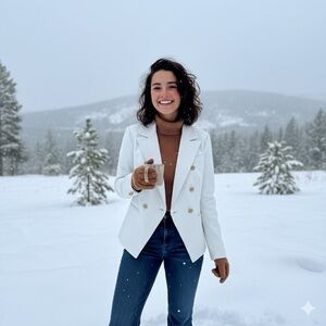 NWOT White Real Leather jacket